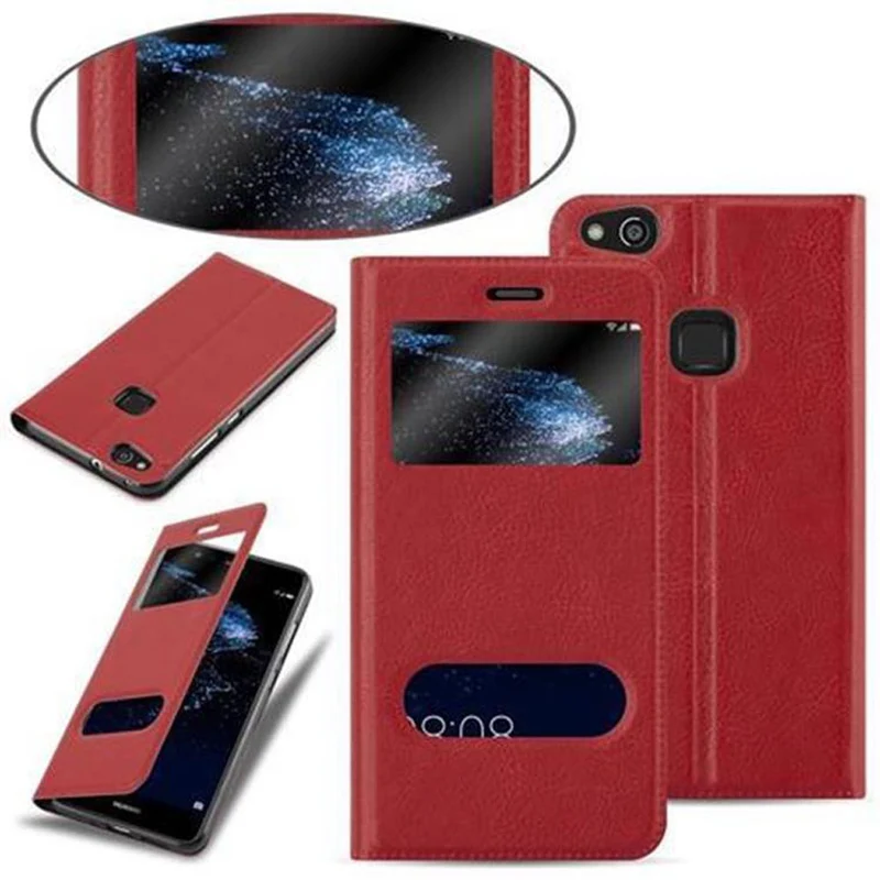 Cadorabo Hülle kompatibel mit Huawei P10 LITE Schutzhülle mit Magnetverschluss, Standfunktion und 2 Sichtfenstern
