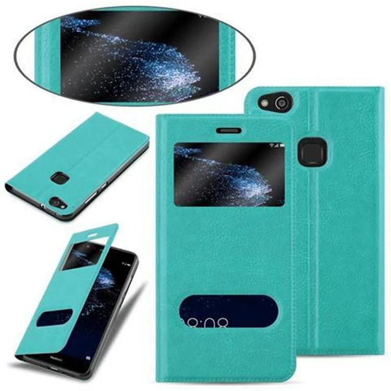 Cadorabo Hülle kompatibel mit Huawei P10 LITE Schutzhülle mit Magnetverschluss, Standfunktion und 2 Sichtfenstern