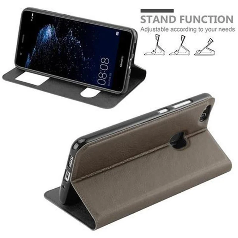 Cadorabo Hülle kompatibel mit Huawei P10 LITE Schutzhülle mit Magnetverschluss, Standfunktion und 2 Sichtfenstern