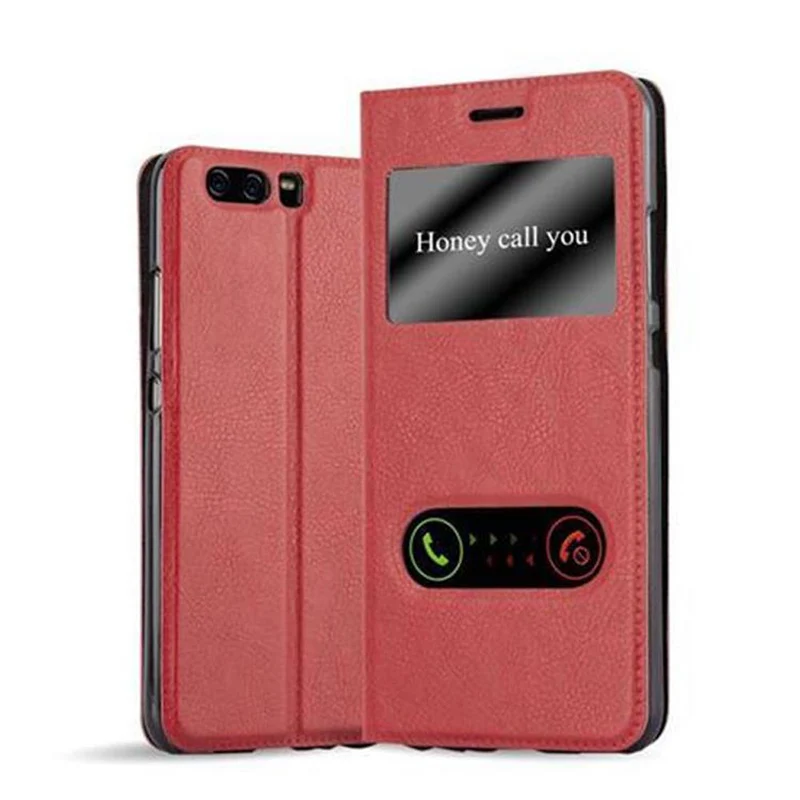 Cadorabo Hülle kompatibel mit Huawei P10 Schutzhülle mit Magnetverschluss, Standfunktion und 2 Sichtfenstern
