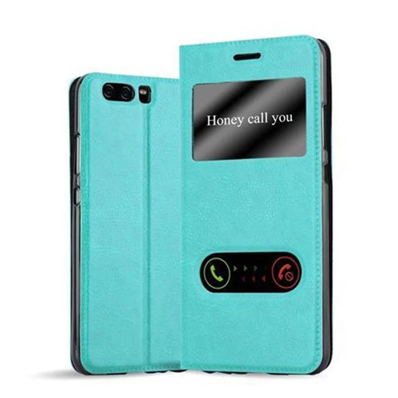 Cadorabo Hülle kompatibel mit Huawei P10 Schutzhülle mit Magnetverschluss, Standfunktion und 2 Sichtfenstern