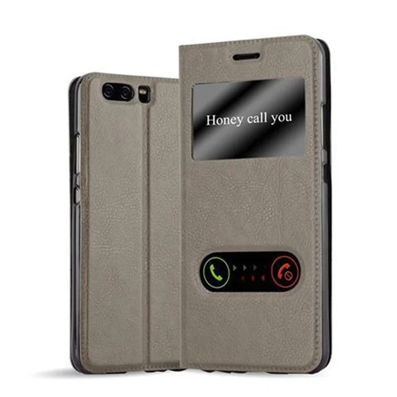 Cadorabo Hülle kompatibel mit Huawei P10 Schutzhülle mit Magnetverschluss, Standfunktion und 2 Sichtfenstern