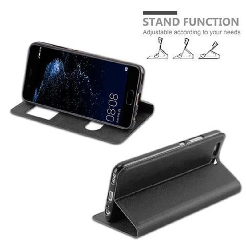 Cadorabo Hülle kompatibel mit Huawei P10 Schutzhülle mit Magnetverschluss, Standfunktion und 2 Sichtfenstern