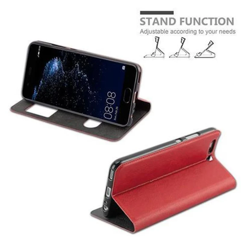 Cadorabo Hülle kompatibel mit Huawei P10 Schutzhülle mit Magnetverschluss, Standfunktion und 2 Sichtfenstern