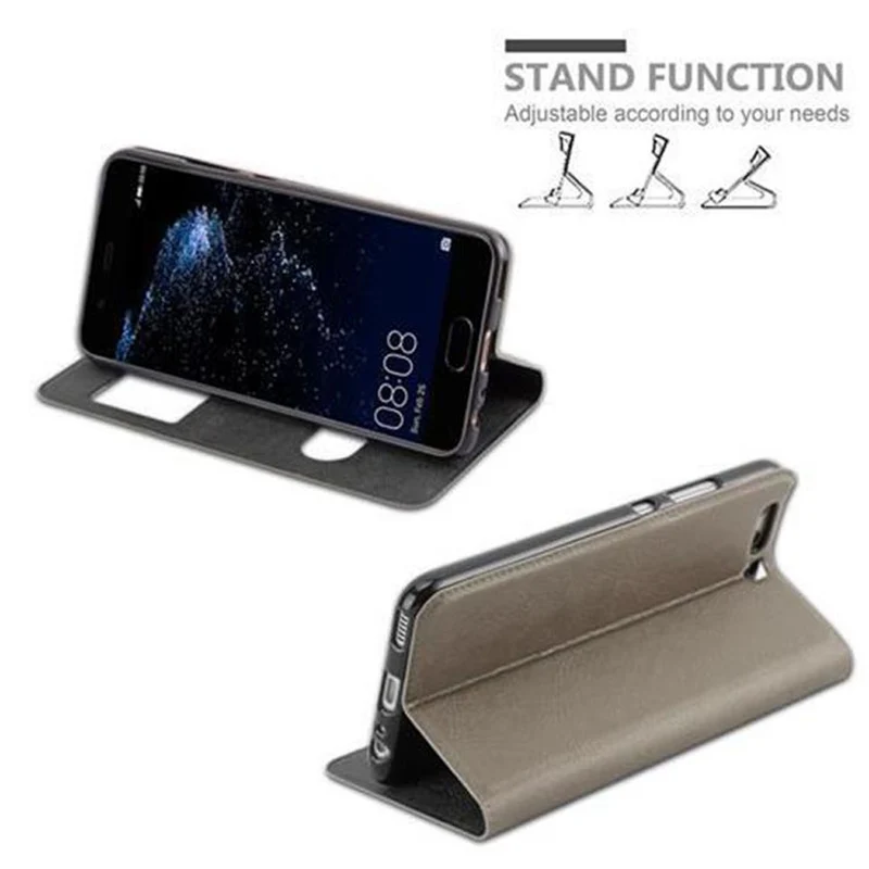 Cadorabo Hülle kompatibel mit Huawei P10 Schutzhülle mit Magnetverschluss, Standfunktion und 2 Sichtfenstern