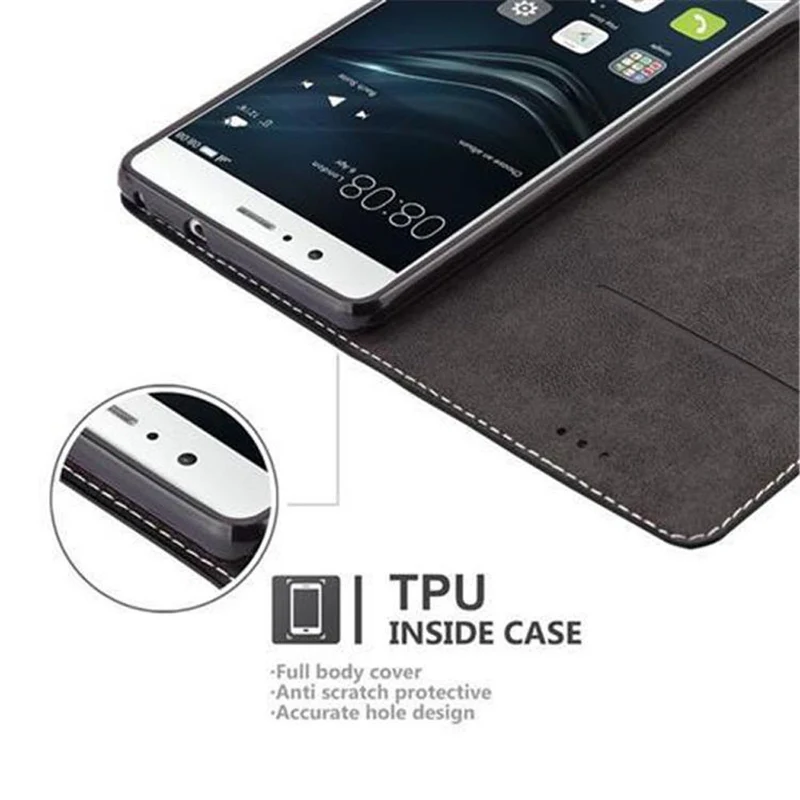 Cadorabo Hülle kompatibel mit Huawei P9 LITE 2016 / G9 LITE Schutzhülle mit Magnetverschluss, Standfunktion und Kartenfach