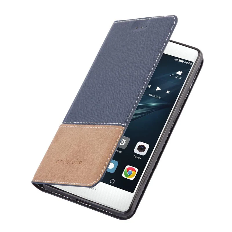 Cadorabo Hülle kompatibel mit Huawei P9 Schutzhülle mit Magnetverschluss, Standfunktion und Kartenfach