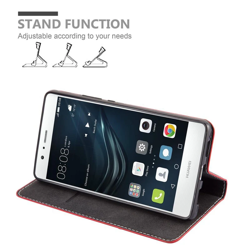 Cadorabo Hülle kompatibel mit Huawei P9 Schutzhülle mit Magnetverschluss, Standfunktion und Kartenfach