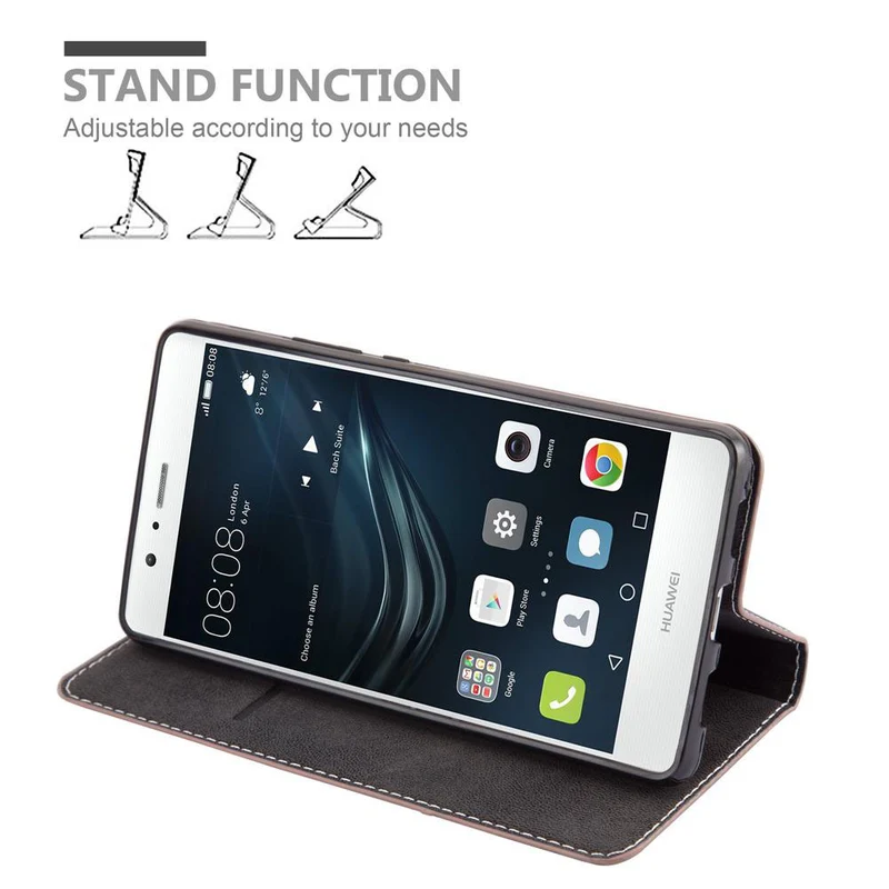 Cadorabo Hülle kompatibel mit Huawei P9 Schutzhülle mit Magnetverschluss, Standfunktion und Kartenfach