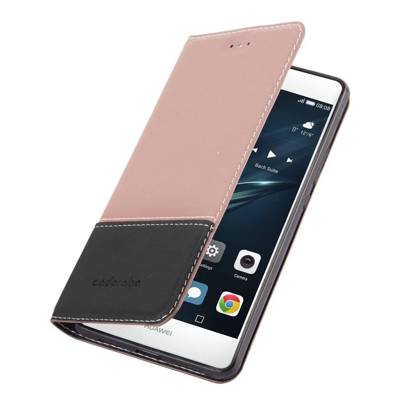Cadorabo Hülle kompatibel mit Huawei P9 Schutzhülle mit Magnetverschluss, Standfunktion und Kartenfach