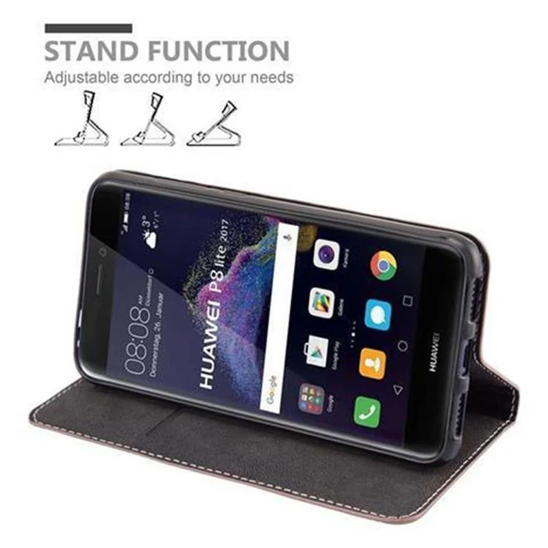 Cadorabo Hülle kompatibel mit Huawei P8 LITE 2017 / P9 LITE 2017 Schutzhülle mit Magnetverschluss, Standfunktion und Kartenfach