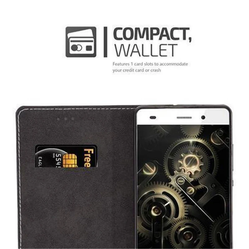 Cadorabo Hülle kompatibel mit Huawei P8 LITE 2015 Schutzhülle mit Magnetverschluss, Standfunktion und Kartenfach