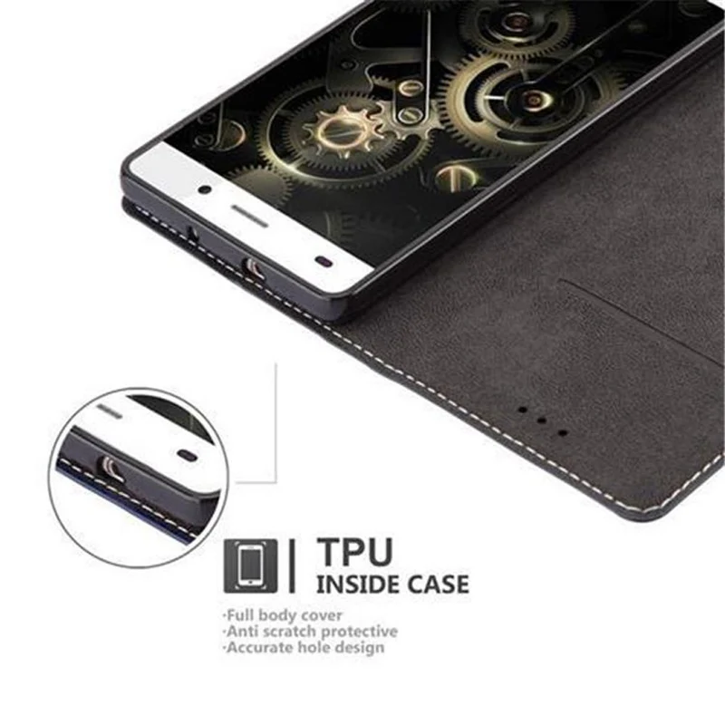 Cadorabo Hülle kompatibel mit Huawei P8 LITE 2015 Schutzhülle mit Magnetverschluss, Standfunktion und Kartenfach
