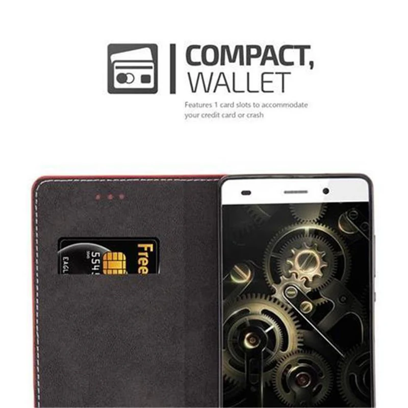 Cadorabo Hülle kompatibel mit Huawei P8 LITE 2015 Schutzhülle mit Magnetverschluss, Standfunktion und Kartenfach