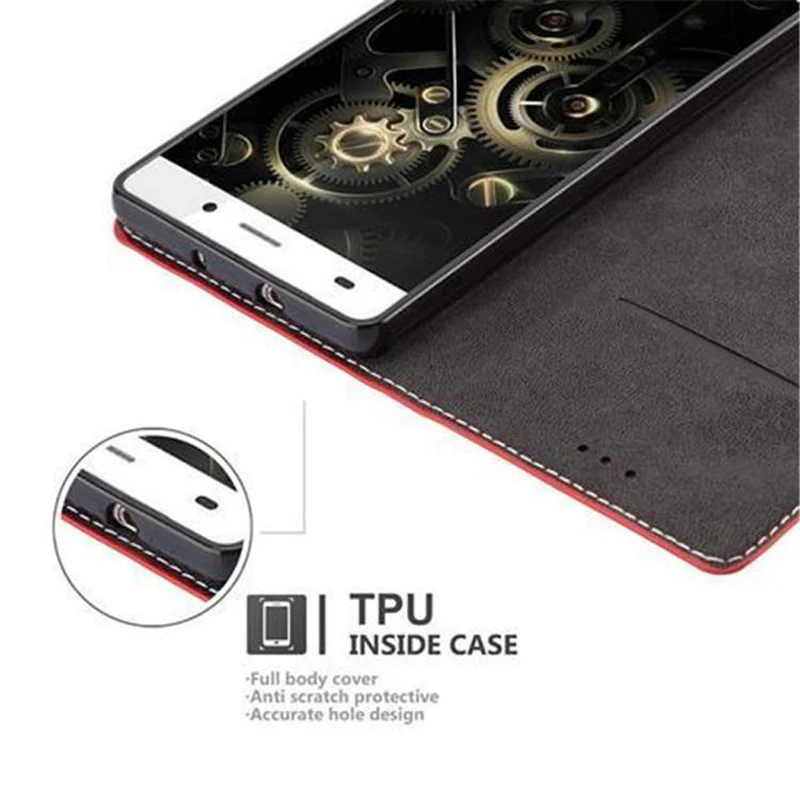 Cadorabo Hülle kompatibel mit Huawei P8 LITE 2015 Schutzhülle mit Magnetverschluss, Standfunktion und Kartenfach
