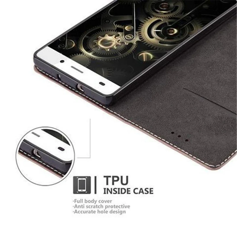 Cadorabo Hülle kompatibel mit Huawei P8 LITE 2015 Schutzhülle mit Magnetverschluss, Standfunktion und Kartenfach