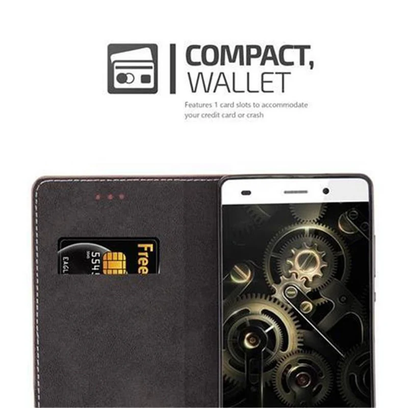 Cadorabo Hülle kompatibel mit Huawei P8 LITE 2015 Schutzhülle mit Magnetverschluss, Standfunktion und Kartenfach