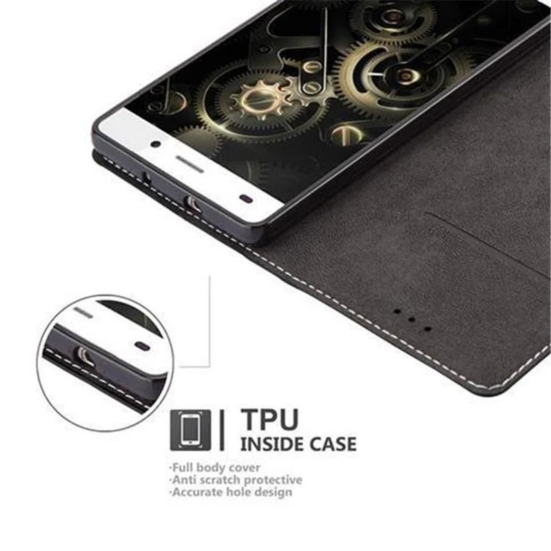 Cadorabo Hülle kompatibel mit Huawei P8 LITE 2015 Schutzhülle mit Magnetverschluss, Standfunktion und Kartenfach