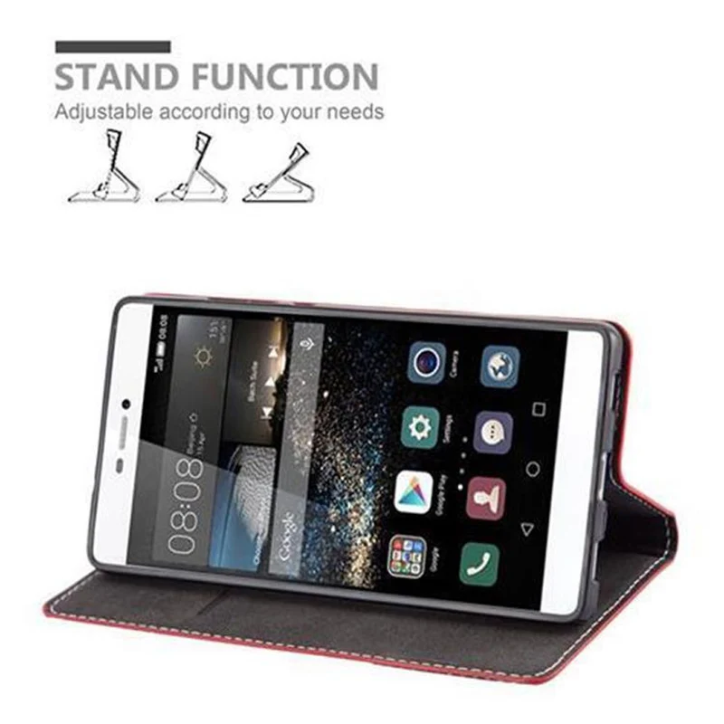 Cadorabo Hülle kompatibel mit Huawei P8 Schutzhülle mit Magnetverschluss, Standfunktion und Kartenfach