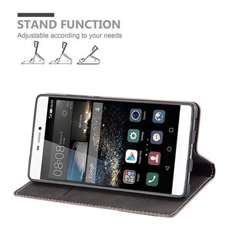 Cadorabo Hülle kompatibel mit Huawei P8 Schutzhülle mit Magnetverschluss, Standfunktion und Kartenfach