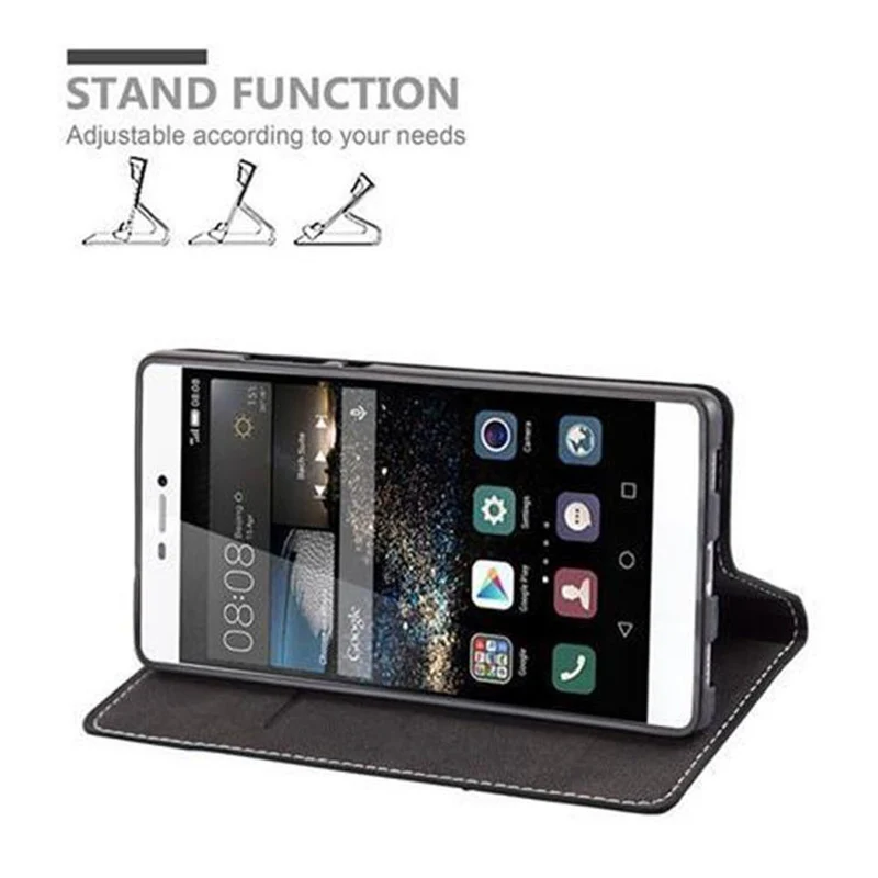 Cadorabo Hülle kompatibel mit Huawei P8 Schutzhülle mit Magnetverschluss, Standfunktion und Kartenfach