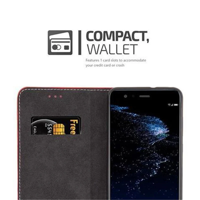Cadorabo Hülle kompatibel mit Huawei P10 LITE Schutzhülle mit Magnetverschluss, Standfunktion und Kartenfach