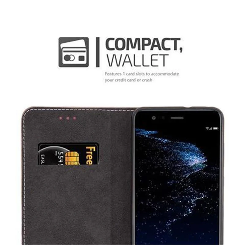 Cadorabo Hülle kompatibel mit Huawei P10 LITE Schutzhülle mit Magnetverschluss, Standfunktion und Kartenfach