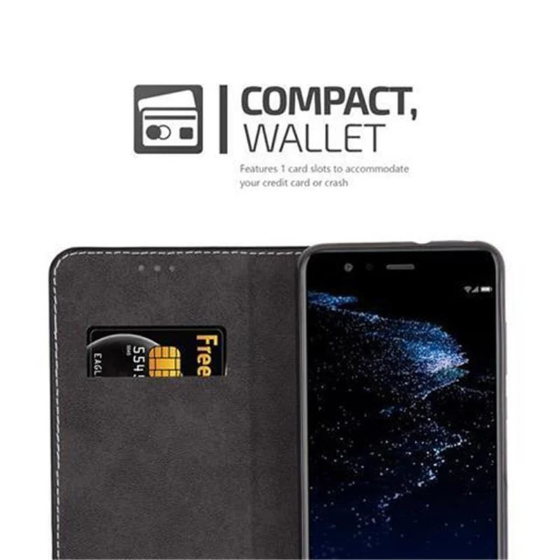Cadorabo Hülle kompatibel mit Huawei P10 LITE Schutzhülle mit Magnetverschluss, Standfunktion und Kartenfach