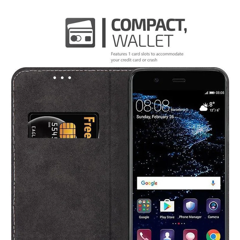 Cadorabo Hülle kompatibel mit Huawei P10 Schutzhülle mit Magnetverschluss, Standfunktion und Kartenfach