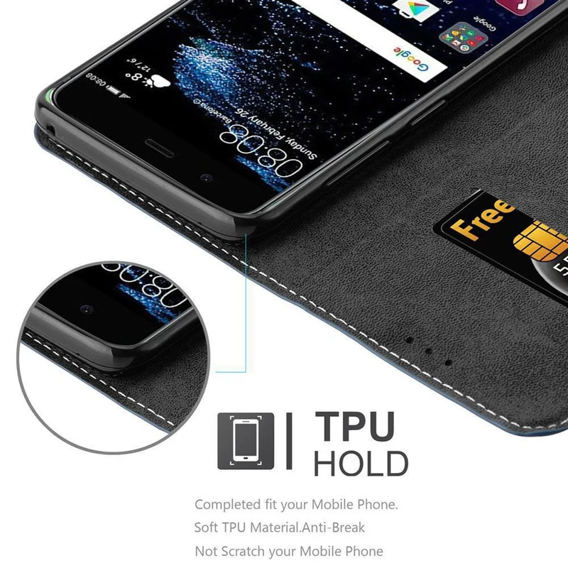 Cadorabo Hülle kompatibel mit Huawei P10 Schutzhülle mit Magnetverschluss, Standfunktion und Kartenfach