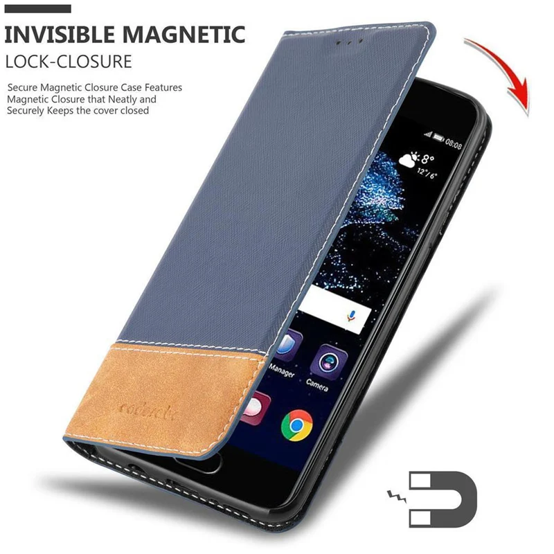 Cadorabo Hülle kompatibel mit Huawei P10 Schutzhülle mit Magnetverschluss, Standfunktion und Kartenfach