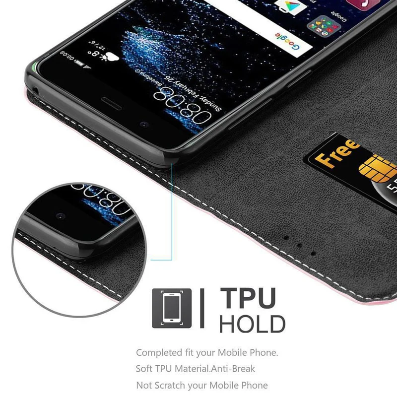 Cadorabo Hülle kompatibel mit Huawei P10 Schutzhülle mit Magnetverschluss, Standfunktion und Kartenfach