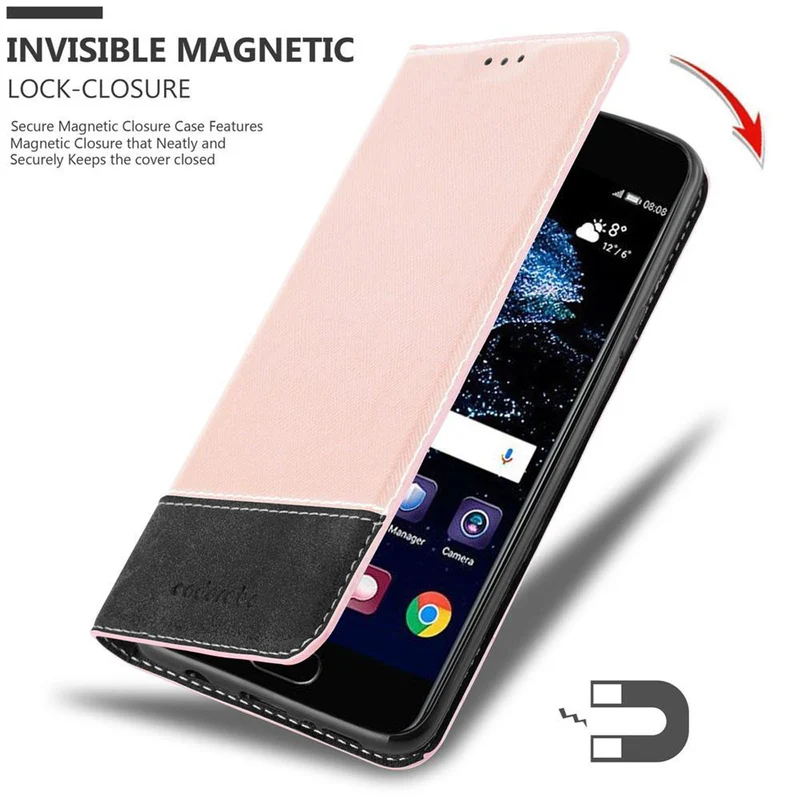 Cadorabo Hülle kompatibel mit Huawei P10 Schutzhülle mit Magnetverschluss, Standfunktion und Kartenfach