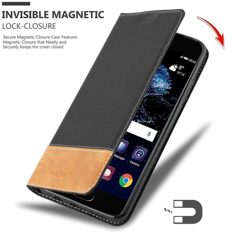 Cadorabo Hülle kompatibel mit Huawei P10 Schutzhülle mit Magnetverschluss, Standfunktion und Kartenfach