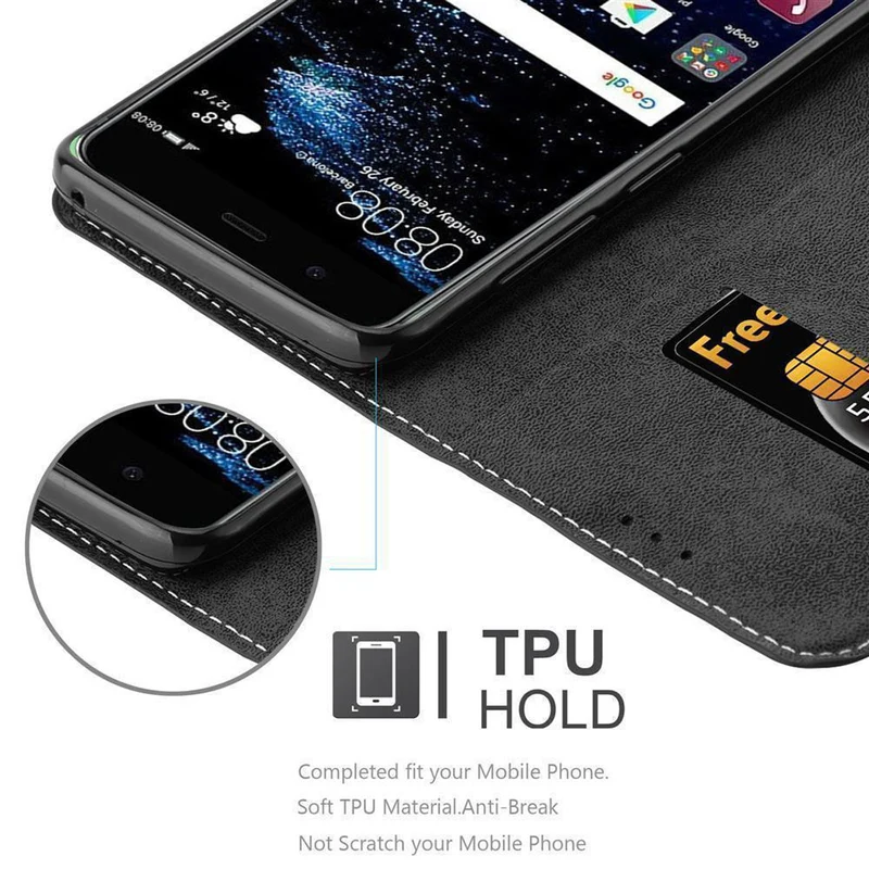 Cadorabo Hülle kompatibel mit Huawei P10 Schutzhülle mit Magnetverschluss, Standfunktion und Kartenfach