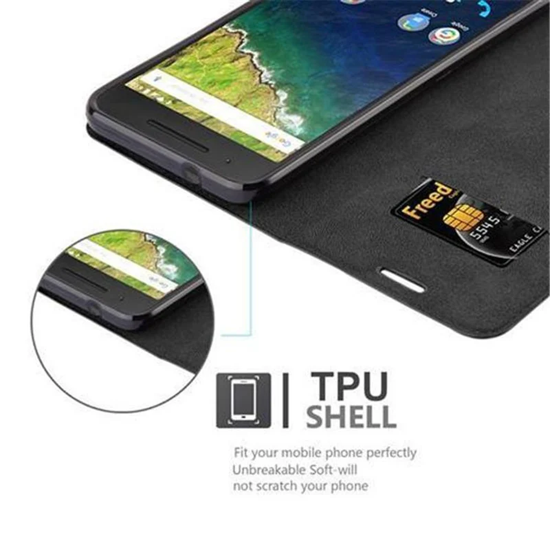 Cadorabo Hülle kompatibel mit Huawei Google NEXUS 6P Schutzhülle mit Magnetverschluss, Standfunktion und Kartenfach