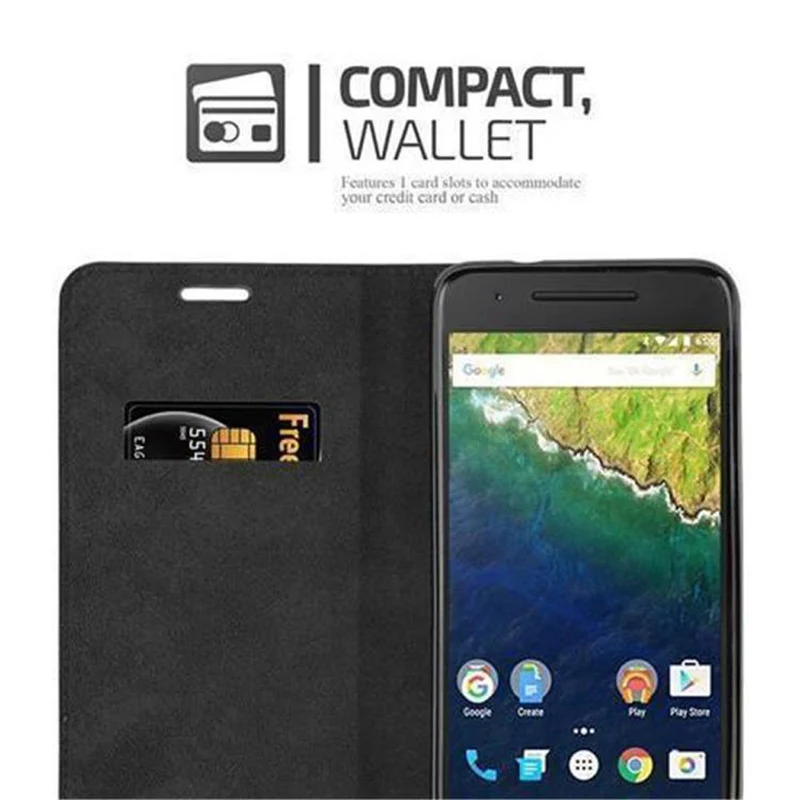 Cadorabo Hülle kompatibel mit Huawei Google NEXUS 6P Schutzhülle mit Magnetverschluss, Standfunktion und Kartenfach