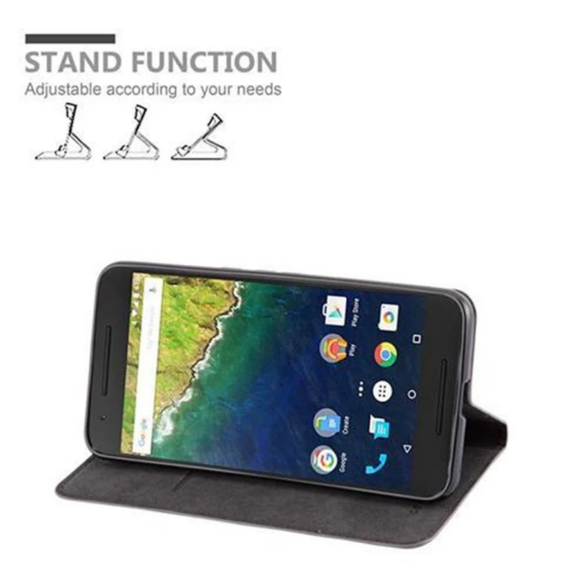 Cadorabo Hülle kompatibel mit Huawei Google NEXUS 6P Schutzhülle mit Magnetverschluss, Standfunktion und Kartenfach
