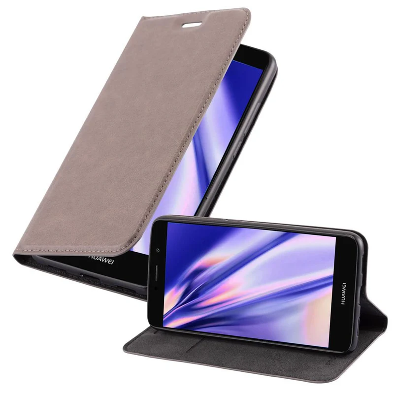 Cadorabo Hülle kompatibel mit Huawei Y7 2017 Schutzhülle mit Magnetverschluss, Standfunktion und Kartenfach
