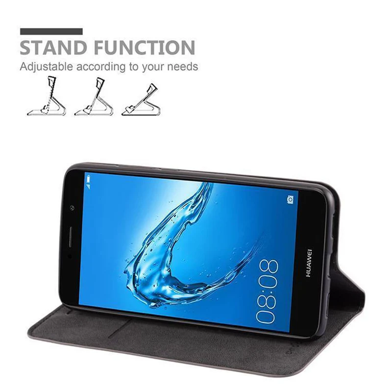 Cadorabo Hülle kompatibel mit Huawei Y7 2017 Schutzhülle mit Magnetverschluss, Standfunktion und Kartenfach