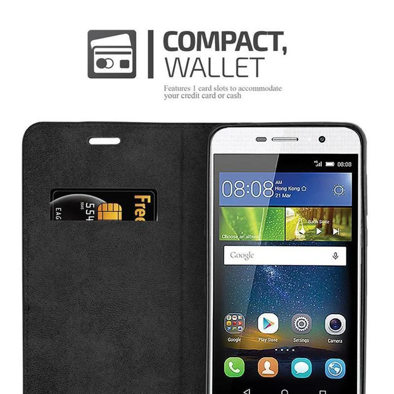 Cadorabo Hülle kompatibel mit Huawei Y5 2017 / Y6 2017 Schutzhülle mit Magnetverschluss, Standfunktion und Kartenfach