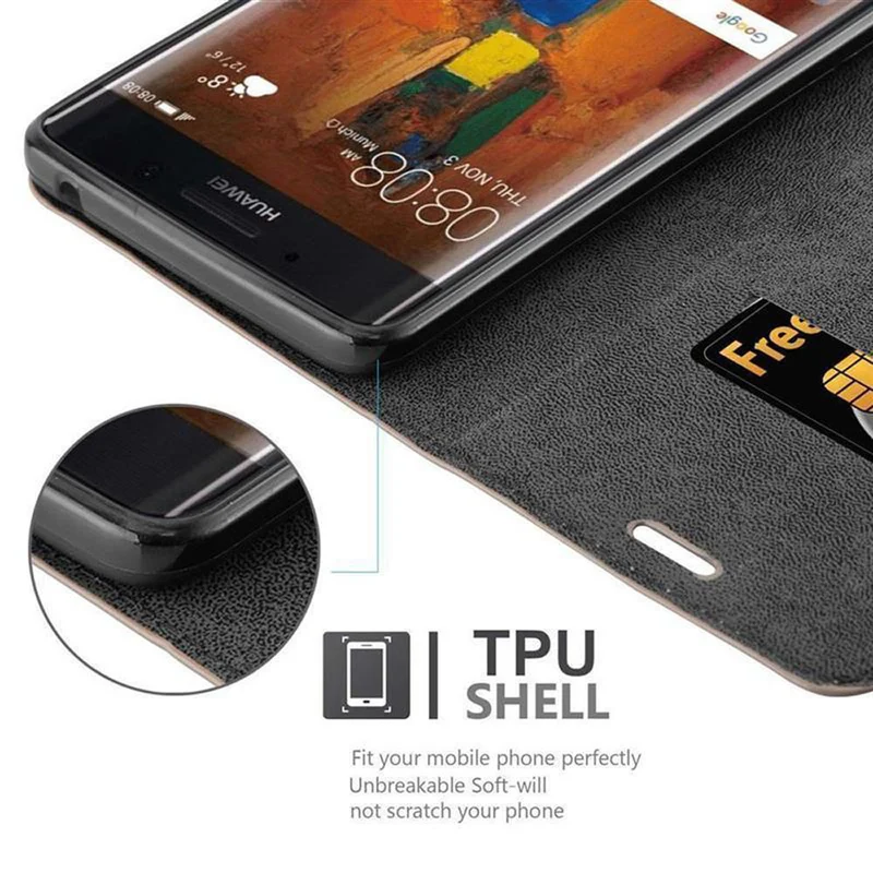 Cadorabo Hülle kompatibel mit Huawei MATE 9 PRO Schutzhülle mit Magnetverschluss, Standfunktion und Kartenfach