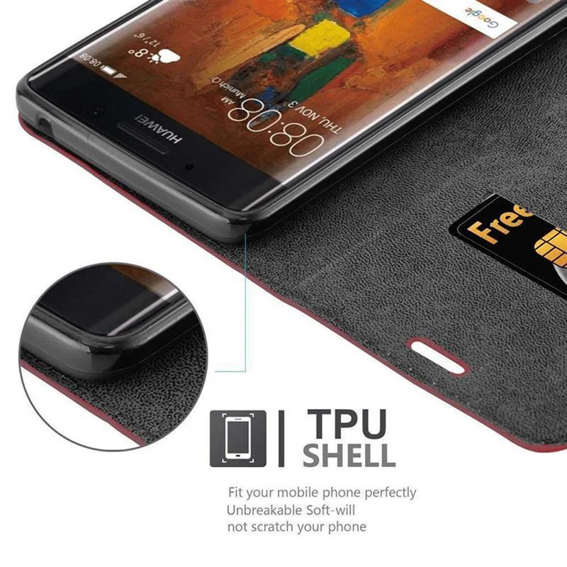 Cadorabo Hülle kompatibel mit Huawei MATE 9 PRO Schutzhülle mit Magnetverschluss, Standfunktion und Kartenfach