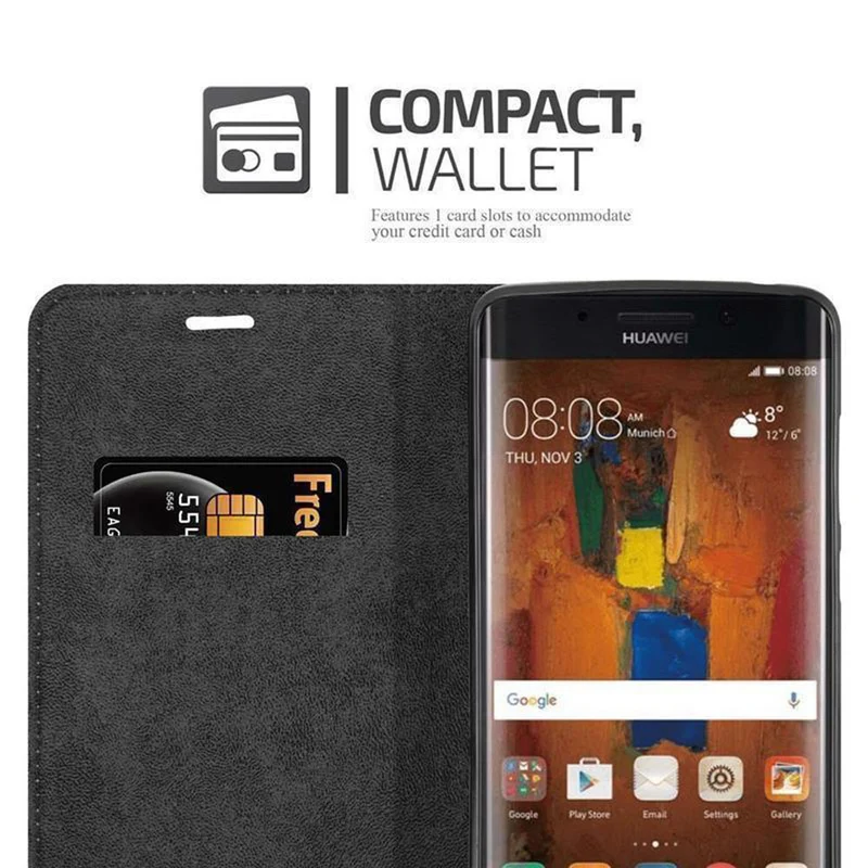 Cadorabo Hülle kompatibel mit Huawei MATE 9 PRO Schutzhülle mit Magnetverschluss, Standfunktion und Kartenfach