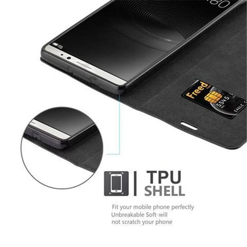 Cadorabo Hülle kompatibel mit Huawei MATE 8 Schutzhülle mit Magnetverschluss, Standfunktion und Kartenfach