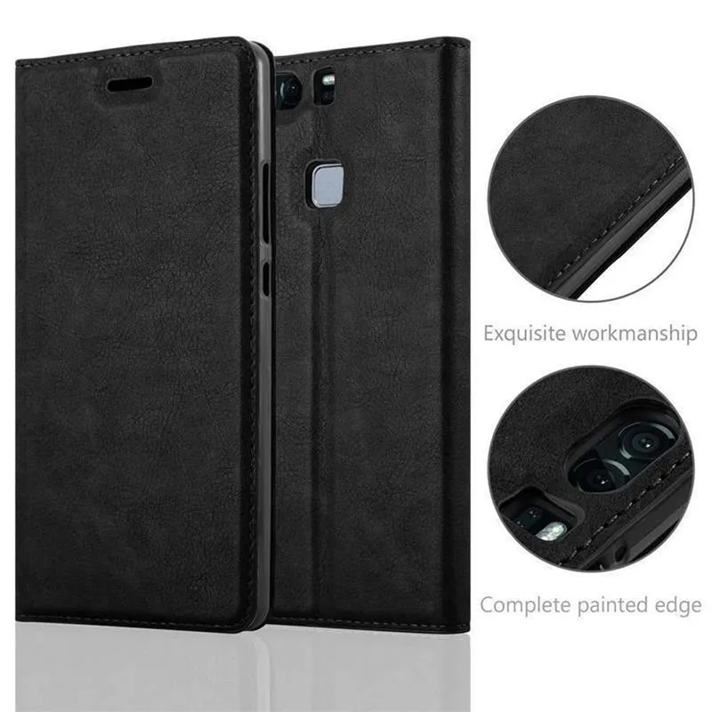 Cadorabo Hülle kompatibel mit Huawei P9 PLUS Schutzhülle mit Magnetverschluss, Standfunktion und Kartenfach