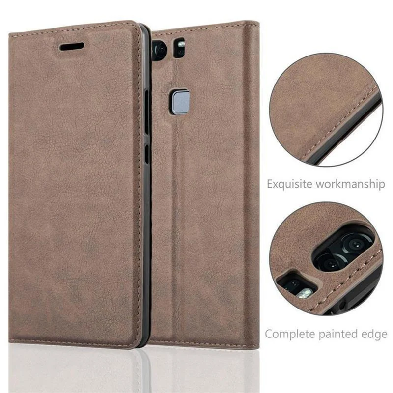 Cadorabo Hülle kompatibel mit Huawei P9 PLUS Schutzhülle mit Magnetverschluss, Standfunktion und Kartenfach