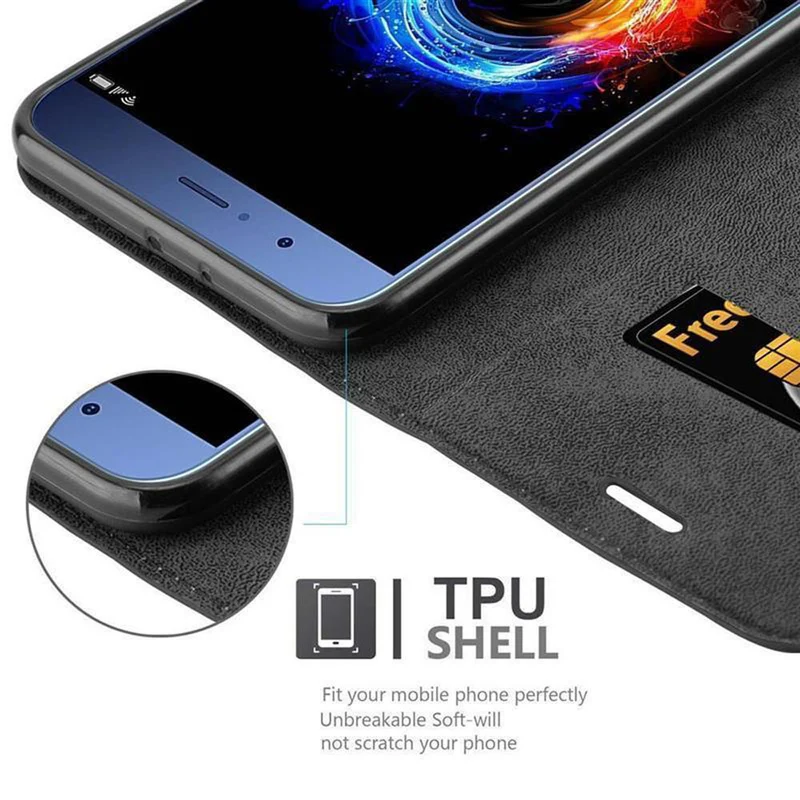Cadorabo Hülle kompatibel mit Honor 8 PRO Schutzhülle mit Magnetverschluss, Standfunktion und Kartenfach