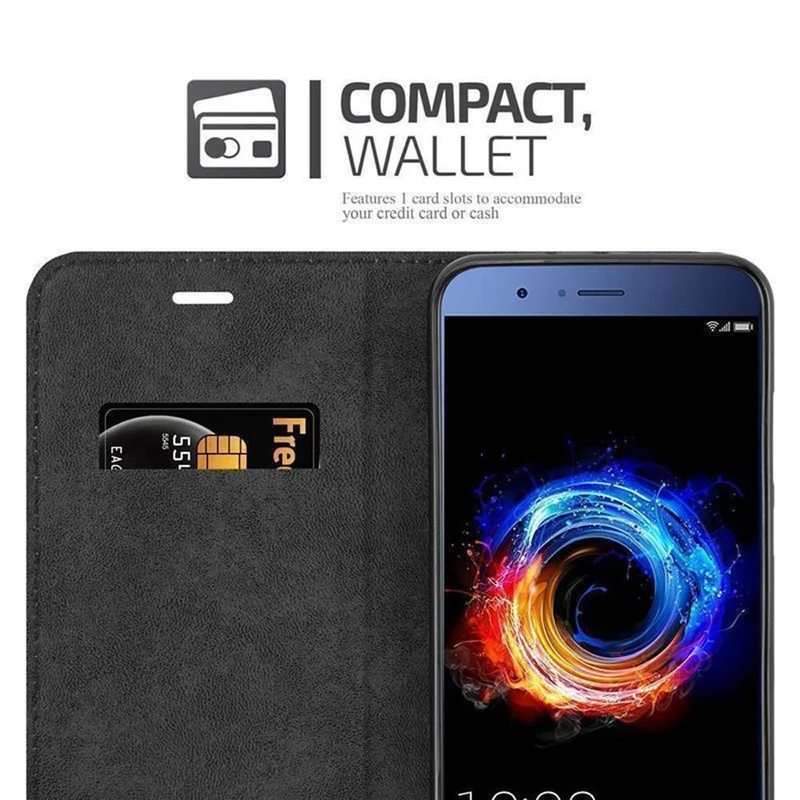 Cadorabo Hülle kompatibel mit Honor 8 PRO Schutzhülle mit Magnetverschluss, Standfunktion und Kartenfach