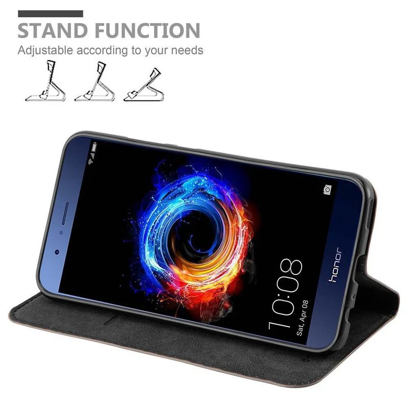 Cadorabo Hülle kompatibel mit Honor 8 PRO Schutzhülle mit Magnetverschluss, Standfunktion und Kartenfach